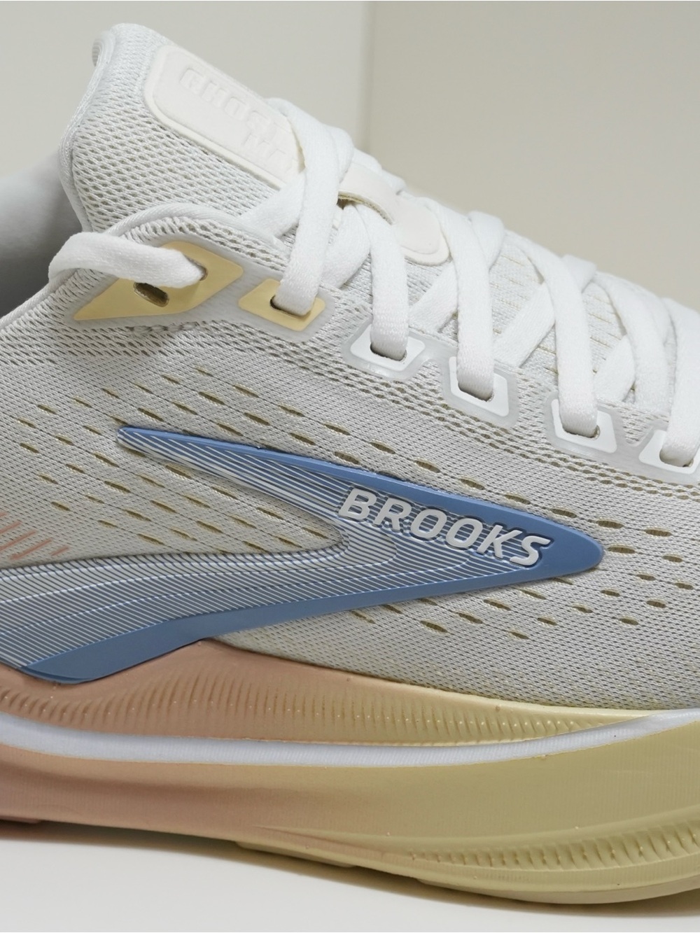 Brooks Women’s White Running Sneakers with Blue and Peach Accents - Picture 2 of 5